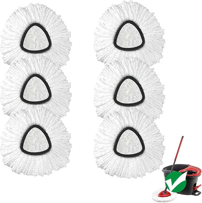 Mop Replace Head, 6 Pack Spin Mop Replacement Head Easywring 1-Tank System, Easy Cleaning, Microfiber, Machine Washable