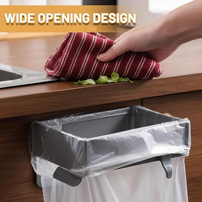 2PCS Foldable Trash Bag Holder, Portable Hanging Garbage Can Rack with Fixing Snap for Kitchen Cabinet Doors, Ideal for Small Spaces, RVs and Camping