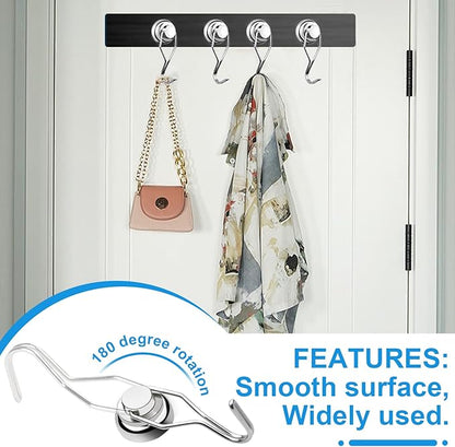 E BAVITE Swivel Swing Magnetic Hooks, 80lbs Heavy Duty Neodymium Magnet Hook with Epoxy Coating for Refrigerator, Cruise, BBQ Grill Tools etc, 2.66in in Length, Pack of 8