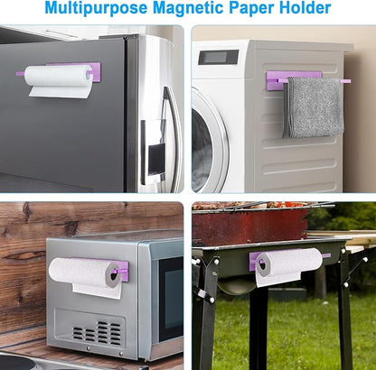 Magnetic Paper Towel Holder for Fridge, Toilet Paper Roll Holder Magnetic Paper Towel Rack Wall Mount Fridge Organizer for Papers Towel Roll Bathroom Toilet Garage RV Decor Kitchen Organization Purple