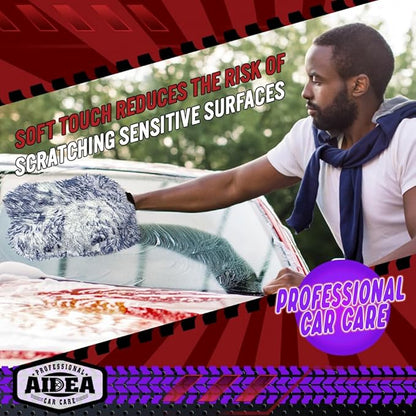 AIDEA Car Wash Mitt Microfiber, 2PK Scratch Free Lint-Free, Wheel Cleaner Mitts, Extra Plush Premium Microfiber Mitt Car Wash Brush, Regular Size 7.12''X10.14''