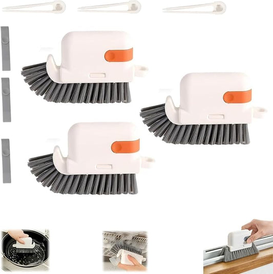 3-in-1 Removable Window Slot Brush,New Window Groove Cleaning Brush, Portable Window Track Cleaner Window Groove Cleaning Brush Tools with Hidden Scraper for Home Window Groove (Orange-3PCS)