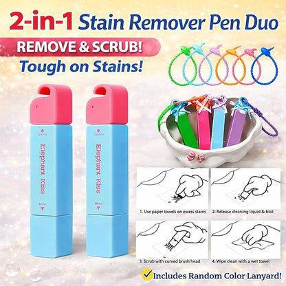 Gieleph Stain Remover, 3-Second Stain Remover Pen for Clothes, 12ml On-the-Go Spot Cleaner, Double Head Instant Treater Sticks With Lanyard, Travel & Pocket-Sized (2, Purple 12ml)