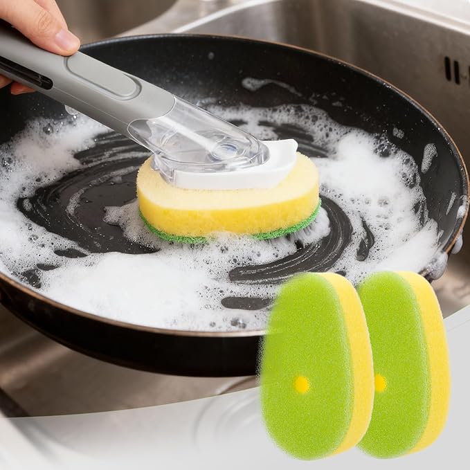 8 Packs Non Scratch Powerful Cleaning Sponge Refillsa - Compatible with Scrub Daddy Wand. Green.