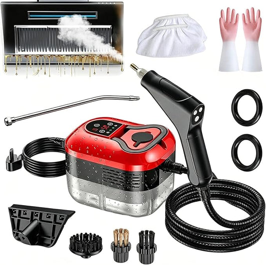 2500w Handheld High-Temperature Pressurized Steam Cleaner, 2026 Upgraded Portable High Pressure Steam Cleaner, 2500watt Handheld Steam Cleaner for Kitchen, Bathroom, Furniture, Car (Upgraded-Red)