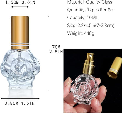 YU FENG 12pcs 10ml Glass Perfume Bottles Empty Atomizer Refillable Glass Spray Bottle With Funnels Pipettes Dispensers Portable Fragrance Bottle for Travel