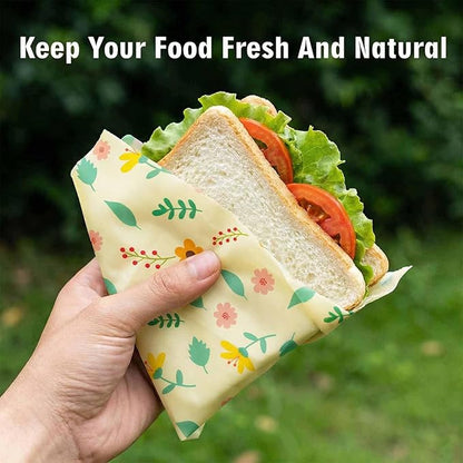 Beeswax Wraps for Food, Flowers 3 Pack (S, M, L) Reusable Food Wraps, Bread Sandwich Wrap, Zero Waste, Organic, Plastic-Free Food Storage Wrap
