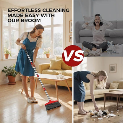 Handy Broom, Indoor/Outdoor Brooms, Duty Kitchen Broom, for Home Garage Kitchen Office Courtyard Lobby Patio Lawn Concrete (1, Red)