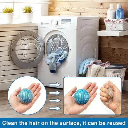12Pcs Pet Hair Remover for Laundry - 2 inch Large Ball Lint Traps for Washing/Dryer Machine,Effective Cat Dog Laundry Pet Hair Catcher for Clothes,Sheets,Towels,Not Damage Fabric