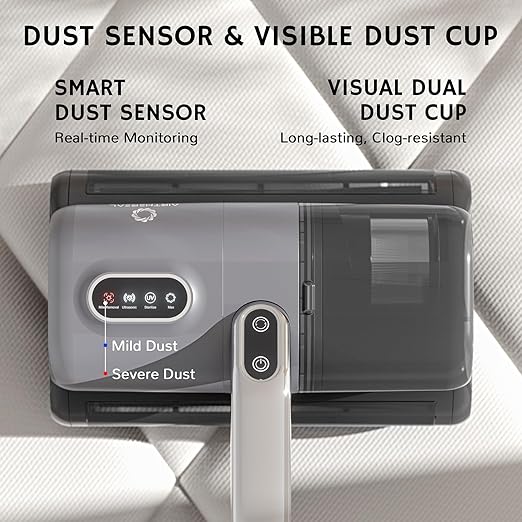 AIRTHEREAL Bundle | M1 Mattress Vacuum Cleaner with 4-Spare Filters, Bed Vacuum with High-Frequency Vibration - 80,000 RPM Dual Brushroll Rotation, UV-C Light, Dust Sensor