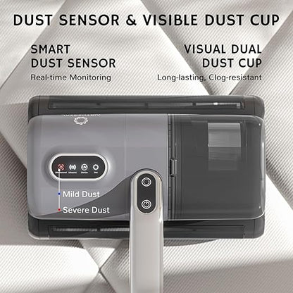 AIRTHEREAL Bundle | M1 Mattress Vacuum Cleaner with 4-Spare Filters, Bed Vacuum with High-Frequency Vibration - 80,000 RPM Dual Brushroll Rotation, UV-C Light, Dust Sensor