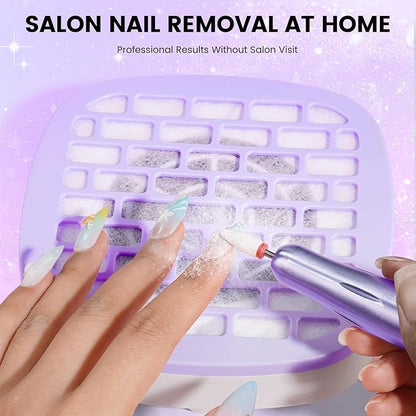 Nail Drill with Dust Collector Kit: 20000RPM Professional Electric Nail File for Acrylic Gel Removal, Manicure Pedicure Polishing, Complete Nail Tool Set in Cosmetic Bag for Home Beginners (Purple)