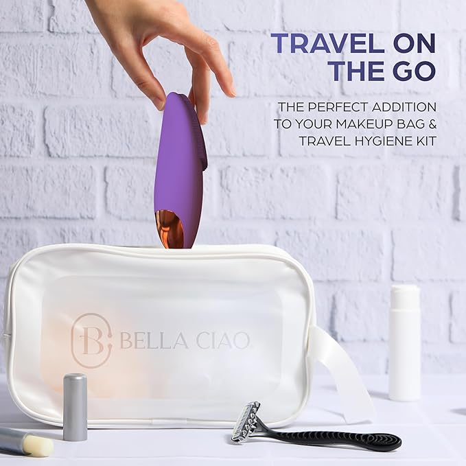 Bella Ciao 12-Speed Gentle Facial-Cleansing Brush, Rechargeable Silicone Face Scrubber, Deep-Cleaning and Exfoliating Face-Wash Brush, Water-Resistant Design, Purple