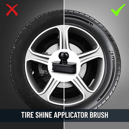 BABYSHEEP Car Tire Shine Applicator,Large Tire Shine Brush - Automotive Tire Dressing Applicator Brush with Storage Stand for Tire Detailing & Car Wash Kit, Black, 3.6 Inch Length -2pcs (Black & Red)