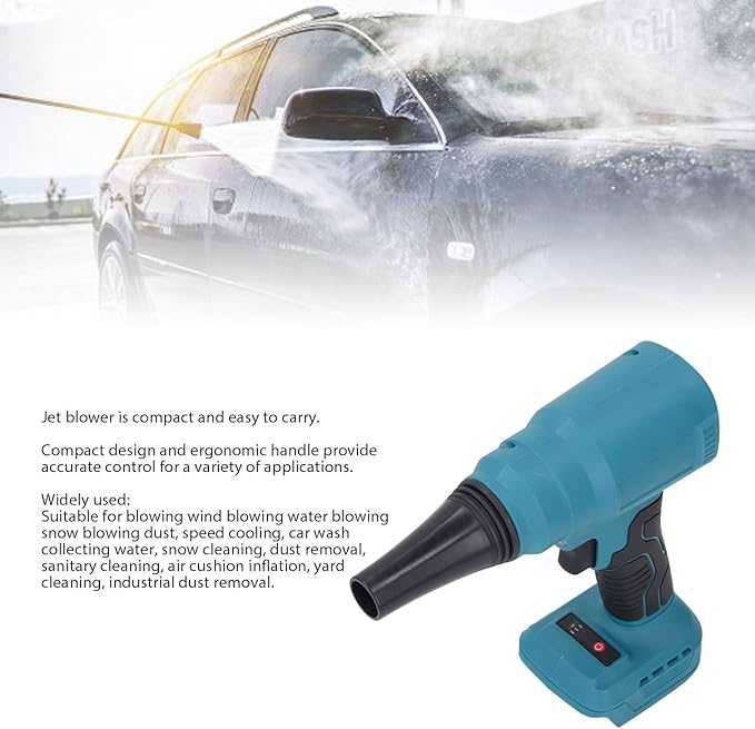 Jet Dry Mini Blower 85000RPM, 37m/s Air Speed, Brushless Motor, Portable Blower Fan for Car Drying & Cleaning, Compatible with BL1815 BL1820 BL1830 BL1840 BL1850 BL1860 BL1845 BL1890