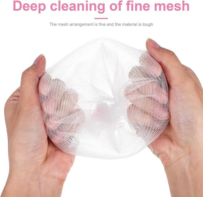 Ipetboom 3 Pcs Japanese Soap Foaming Nets Exfoliating Mesh Soap Saver Pouches for Facial Cleansing Easy to Use for Body and Shower