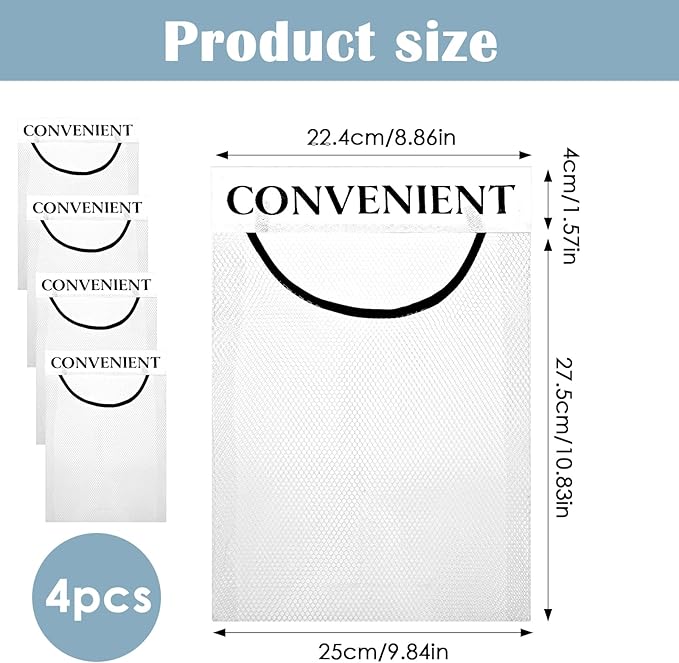 4PCS Grocery Bag Holder, Mesh Plastic Bag Holder for Cabinet, Sticky Wall Mount Storage Dispensers, Recycling Garbage Folding Hanging Storage Bags Grocery Bags Holders White
