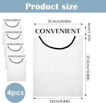 4PCS Grocery Bag Holder, Mesh Plastic Bag Holder for Cabinet, Sticky Wall Mount Storage Dispensers, Recycling Garbage Folding Hanging Storage Bags Grocery Bags Holders White