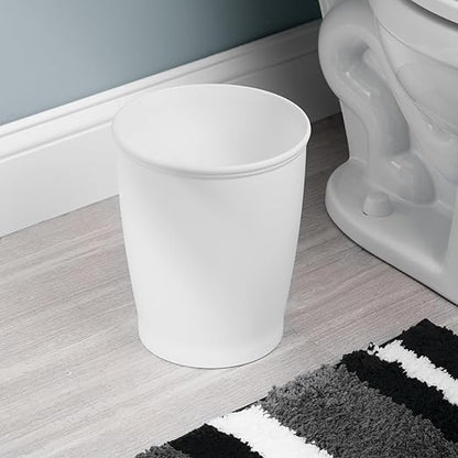 iDesign Small Round Bathroom Trash Can, Plastic Garbage Can for Bedroom, Office, Desk, Dorm, 2-Pack, White