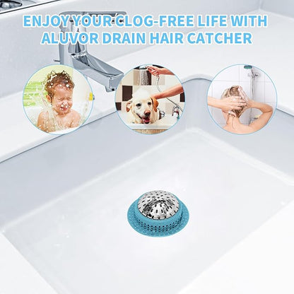 Aluvor Shower Drain Hair Catcher, Shower Drain Cover, Bathtub Drain Hair Catcher for Pop-Up & Regular Drains