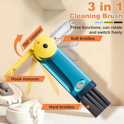 3 in 1 Cup Lid Cleaning Brush, Portable Gap Cleaner Brush - Multifunctional Bottle Cleaning Brush for Bottle Gap/Tight Spaces/Travel Bottle Lid, Home Kitchen Crevice Brush Tools, 3 PCS