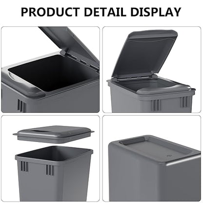 2-Pack 35 Quart Trash Can with Lid, 9.25 Gallon Recycle Waste Garbage Container for Kitchen Cabinet Pullouts, Plastic Bins for Home and Office, Gray