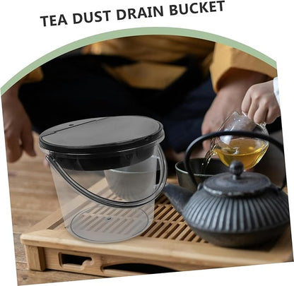 MAGICLULU Handheld Tea Dreg Drainage Bucket with Lid Small Kitchen Compost Bin for Tea Grounds Countertop Trash Can for Indoor Use Light Gray