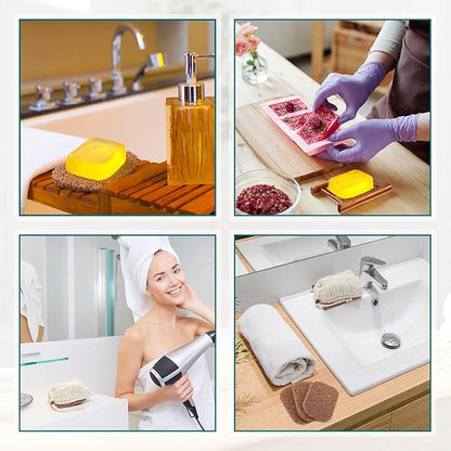 Threehoney 72 Pcs Soap Saver Set Including Wooden Dish Exfoliating Bag Saver Pads Bulk with 100 OPP Transparent Bags 2 Bundles Paper Ropes for Wedding Homemade Gift Mother‘S Day(Carbonized Color)