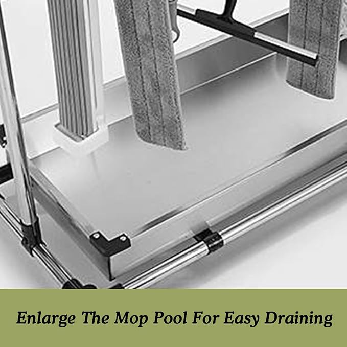 Broom and Mop Holder Put Wet Mops,Yard Tool Storage and Organizers,Freestanding,with 5 Card Slots and 6 Hooks(66x42x105cm)