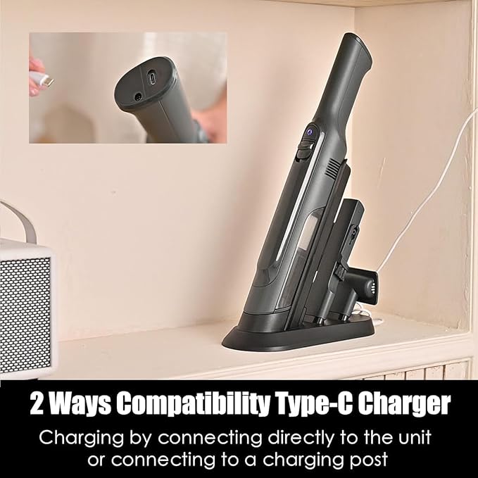 Handheld Vacuum Cordless, Lightweight 1.4lb with Powerful Suction, Charging Dock, Single Touch Empty and Detachable Dust Cup, Portable Mini Car Vac for Home Office and Pet Hair (Mars Black)