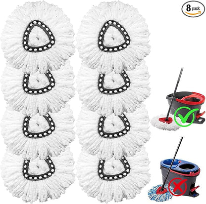 8 Pack Mop Replacement Heads Compatible with O Cedar Triangle Swivel Mops, Spin Mop Microfiber Refills, Deep Cleaning Easy to Replace