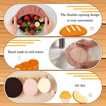 5 Pcs Beeswax Bowl Covers Reusable for Bread Proofing 5 Size Beeswax Elastic Cotton Bowl Covers for Fruits Food Storage(Pink)