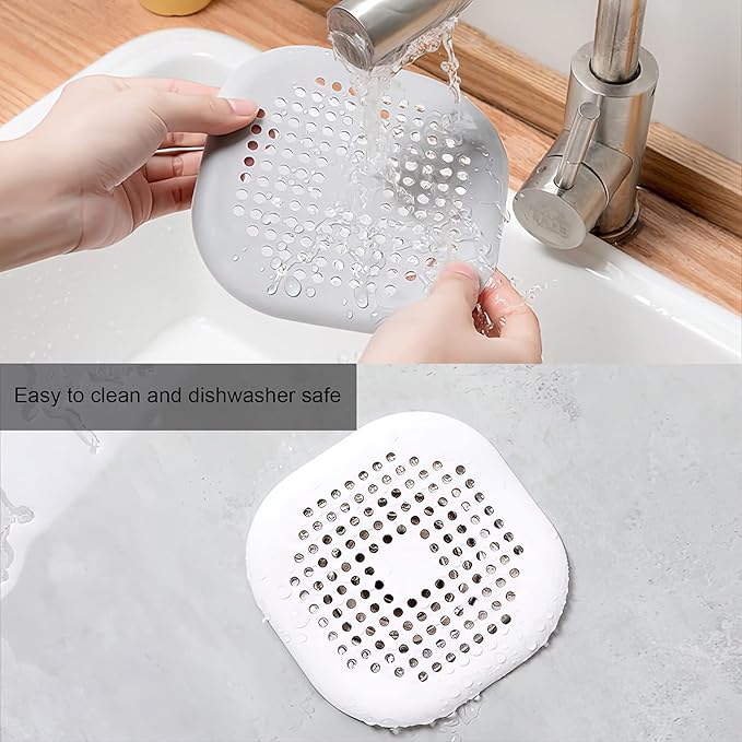 4 Pieces Drain Covers Hair Stopper for Shower Drain Bathtub Stopper Home Drain Protectors with Sucker Water Trap Sink Cover for Bathroom Bathtub and Kitchen (2 White+2 White)