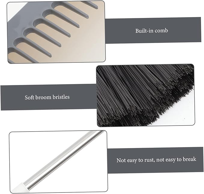 Dustpan and Broom Set Brush for Home Cleaning Long Handle Broom Kit Comfortable Sweep Decorative Brush