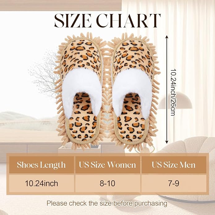 HooLing 6 Pairs Microfiber Dusting Cleaning Mop Slippers - Unisex Shoes With Cow Zebra Leopard Print for Office Home Room (Women 8-10/ Men 7-9)