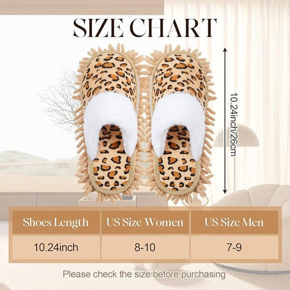 HooLing 6 Pairs Microfiber Dusting Cleaning Mop Slippers - Unisex Shoes With Cow Zebra Leopard Print for Office Home Room (Women 8-10/ Men 7-9)