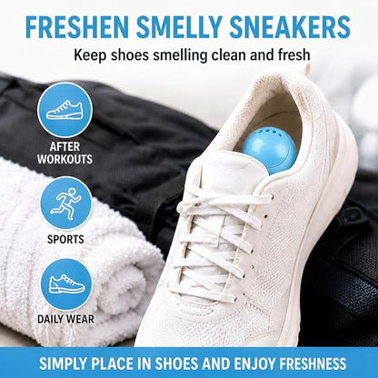 Knixmax Shoe Deodorizer Balls, Odor Eater Ball for Sneakers Boots Mules, Air Fresheners for Gym Gear Bags Lockers, Fresh Linen scent, Pack of 6, Blue
