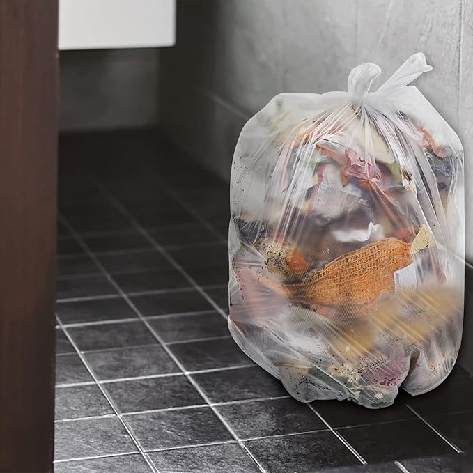 Tebery 300 Counts 4 Gallon Clear Small Garbage Bags Trash Bags, Wastebasket Bin Liners for Bathroom Bedroom Office Trash Can, 6 Rolls
