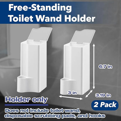 2-Pack Toilet Holder Compatible with Clorox Toilet Wand Only, Space-Saving Wall-Mount & Free-Standing Storage for Disposable Scrubbing Pads - Ideal Choice for Toilet Wand