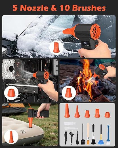 Compressed Air Duster, 120,000RPM Electric Air Duster, 4 Speeds Powerful Brushless Motor with LED Light, Rechargeable Cordless Air Blower for Computer, Keyboard, Car, Home