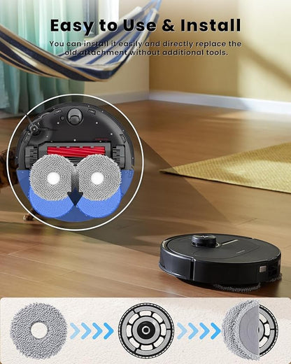6Pcs Microfiber Mop Cloth Pad for Roborock Q Revo,Qrevo S,Qrevo Pro,Qrevo Master,Qrevo MaxV,QV35A,QV 35S,Qrevo S5V,Qrevo Edge S5A,Qrevo Curv,Saros 10R Robot Vacuum, Washable Mopping Cloth Accessories
