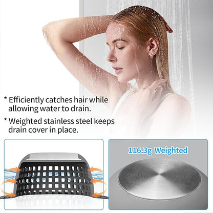 Aluvor Shower Drain Hair Catcher, Bathtub Drain Cover Foldable Silicone Shower & Tub Protector for Pop-Up & Regular Drains