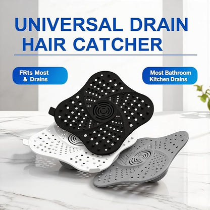 4 Pack Shower Drain Hair Catcher, Premium Silicone Shower Hair Catcher with Suction Cup for Regular Drains of Shower Kitchen Bathtub Bathroom