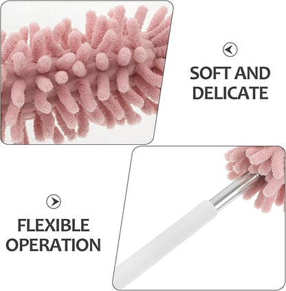 Extendable Dusting Wand with Extendable Pole and Bendable Head, 27-76cm/10.6-30'' Washable Furniture Duster Retractable Duster with Handle for Home Cleaning