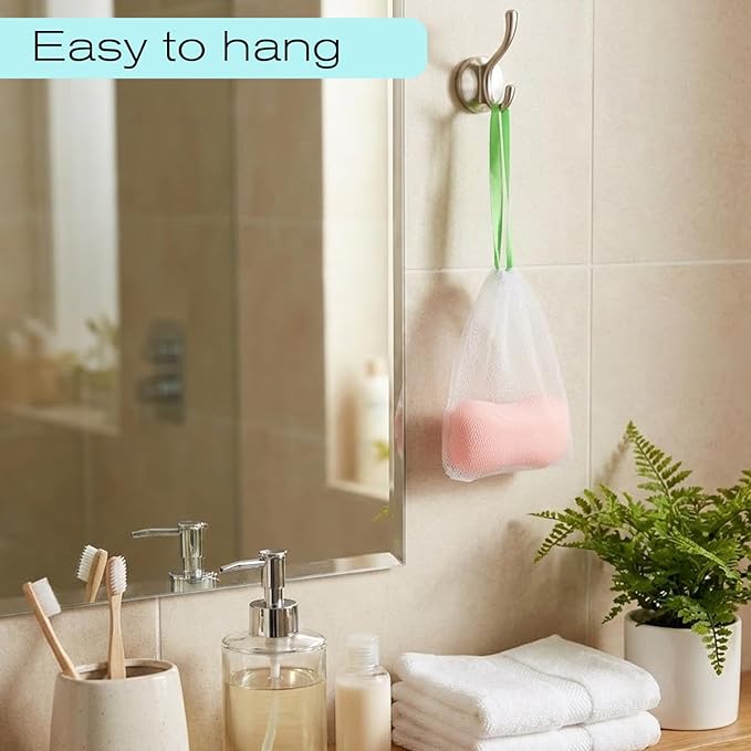 Styquenzer 10 PCS Exfoliating Mesh Soap Pouches, Soft Soaps Saver Bags with Drawstring, Gentle Foam Net Pouch for Bath Shower Spa, Handmade Soap Holder Sack for Body Face Cleansing (Color Random)