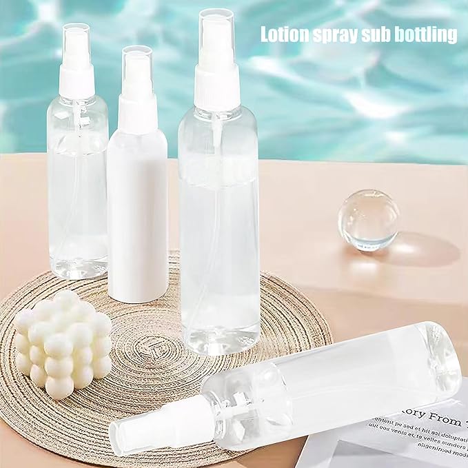 HAALII Small Spray Bottle, Spray Bottles, Clear Empty Fine Mist Plastic Mini Travel Bottle Set, Small Refillable Containers, 2 * 50ml, 2 * 100ml