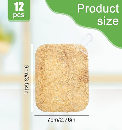 12 Pcs Natural Loofah Dish Sponge, Natural Loofah Dish Sponge, Loofahe's Kitchen Sponges, Scrub Clean