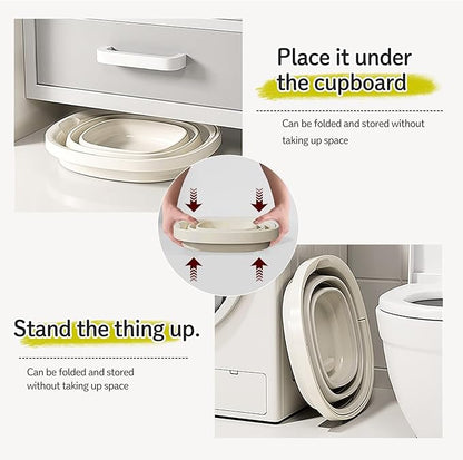 Collapsible Utility Bucket with Handle, 10L Sizes, Multi-Purpose for Foot Bath, Cleaning, Storage, Beige (Beige)
