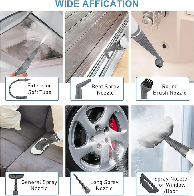 Steam Cleaner, Multi-Surface Steamer Cleaners for Cleaning with 13 Accessories, Large Capacity Handheld Steam Cleaner, Good for Home, Kitchen Grease, Bathroom Grout (White)