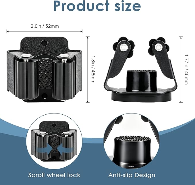 Magnetic Broom Holder Wall Mount, 5PCS No-drill Broom and Mop Organizer Wall Hanging,12lbs Heavy Duty Magnetic Tool Holder for Work Garage Laundry Kitchen RV Van Accessories (10)